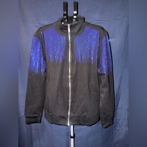 DNA Premium Wear Rhinestone Zip Jacket (Black/Blue) Size L
